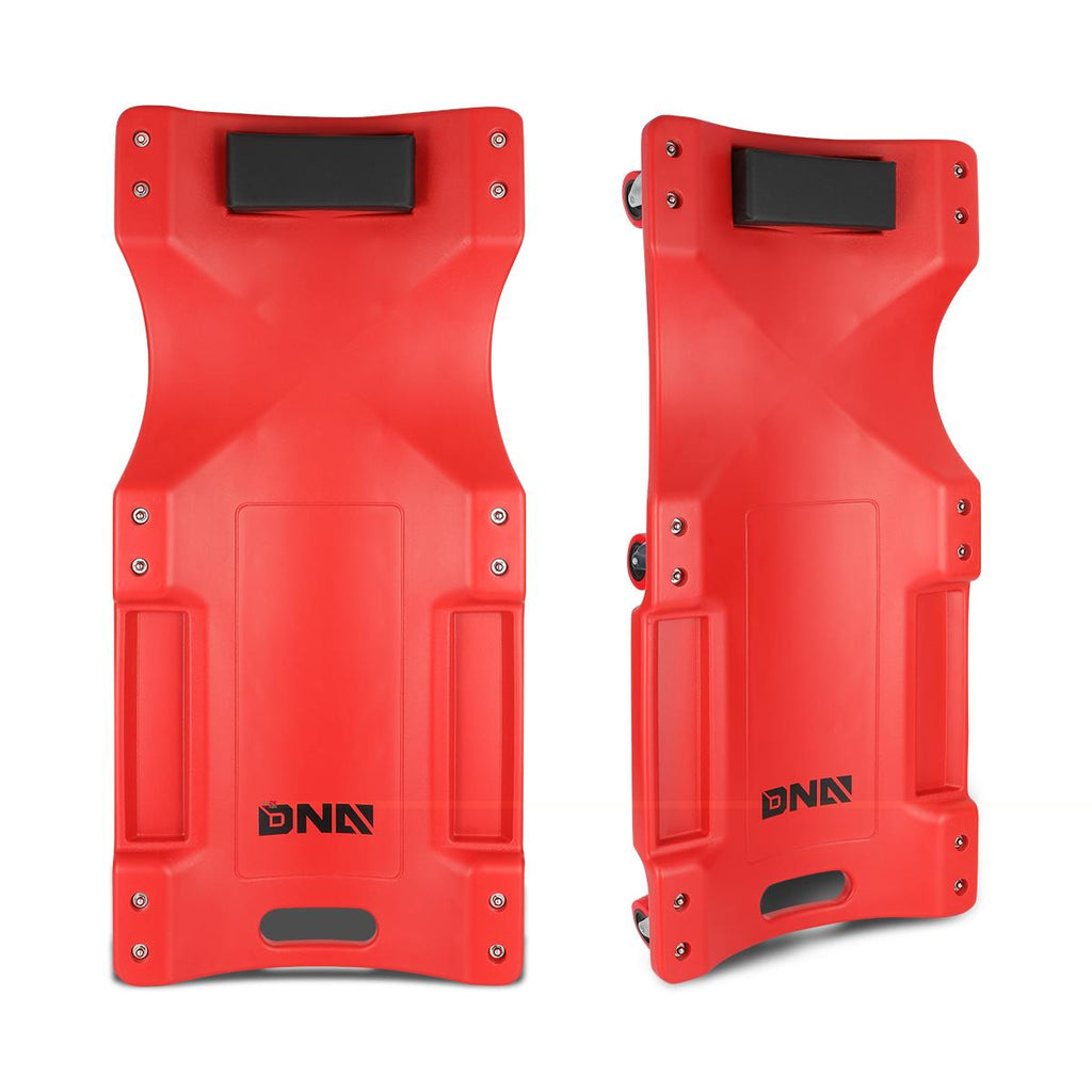 DNA Motoring 350Lbs Capacity Automotive Ergonomic Creeper with Swivel Wheels and Padded Headrest Red