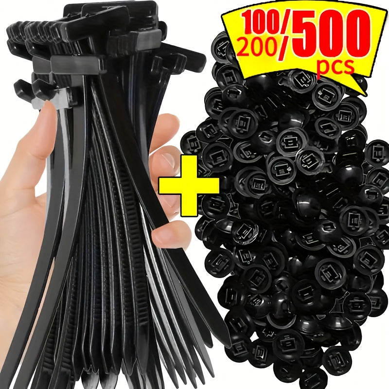 100/200/500pcs Heavy Duty Automotive Zip Ties - 3.54x0.79inch Nylon 66 Cable Ties, Temperature Resistant (-40°F to 185°F), 55LBS Load, Reusable for Wiring Harness, Pipes, RV Luggage, Automotive Cable Ties, Pipe Securing, Du