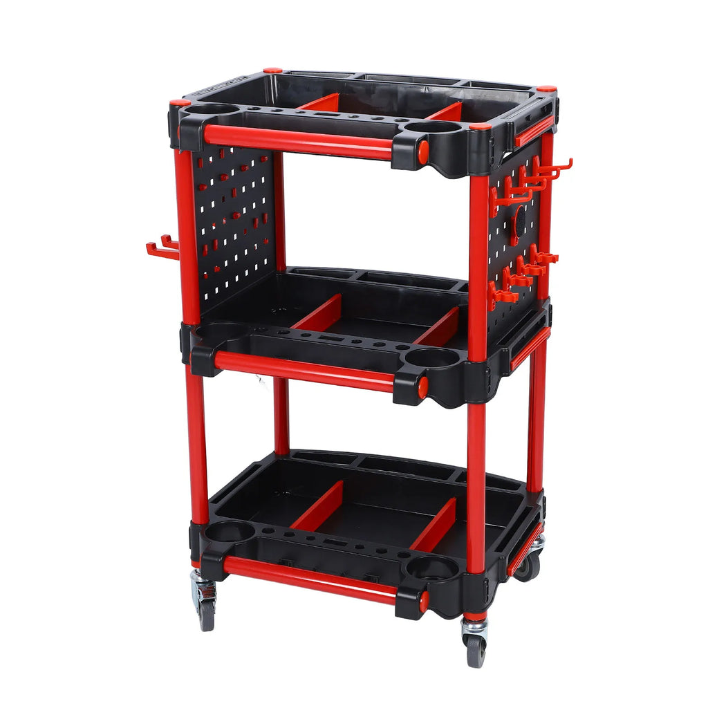 Car Detailing Cart Car Detailing Tool Trolley 3 Tiers Multifunctional Plastic Car Wash Detail Trolley Car Detailing Tool Trolley