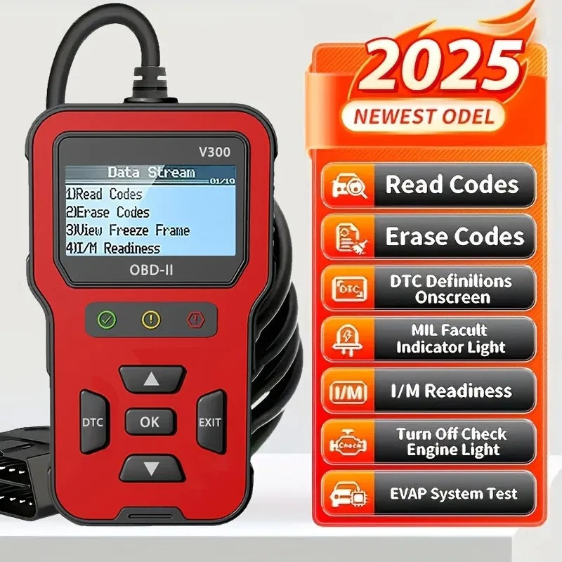 Automotive Diagnostic Tool with Fast Response for Engine Faults,Full OBD2 Modes,Suitable for All Cars After 1996,Without Battery