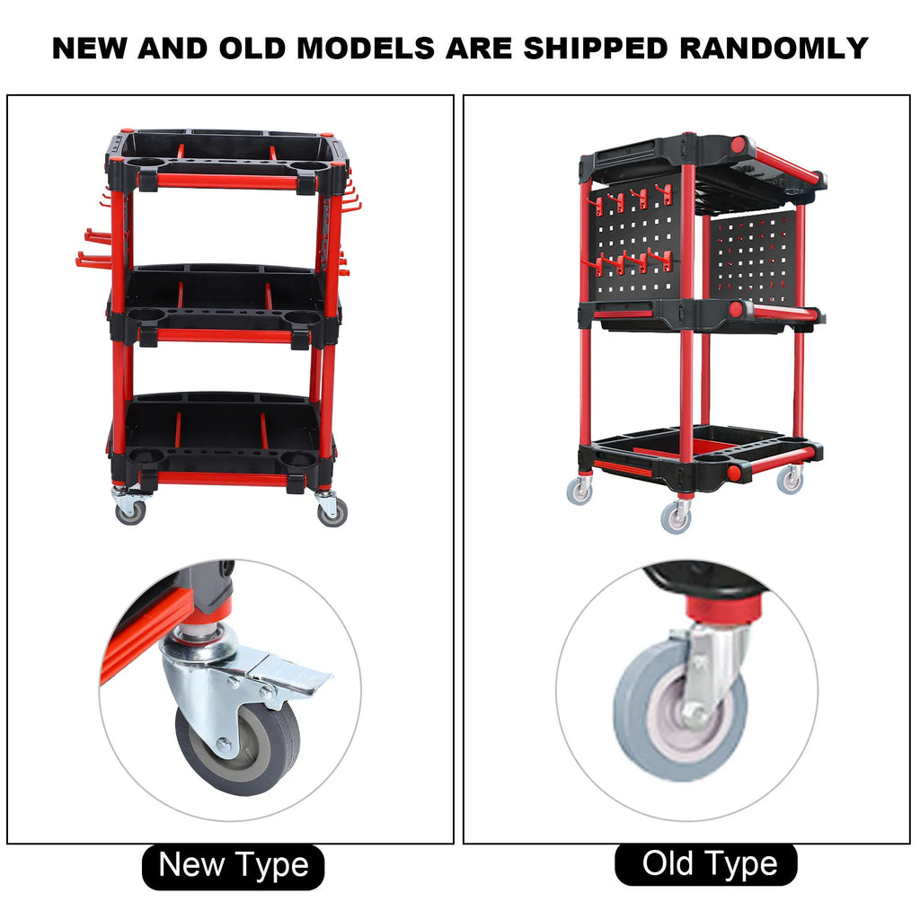 Car Detailing Cart Car Detailing Tool Trolley 3 Tiers Multifunctional Plastic Car Wash Detail Trolley Car Detailing Tool Trolley
