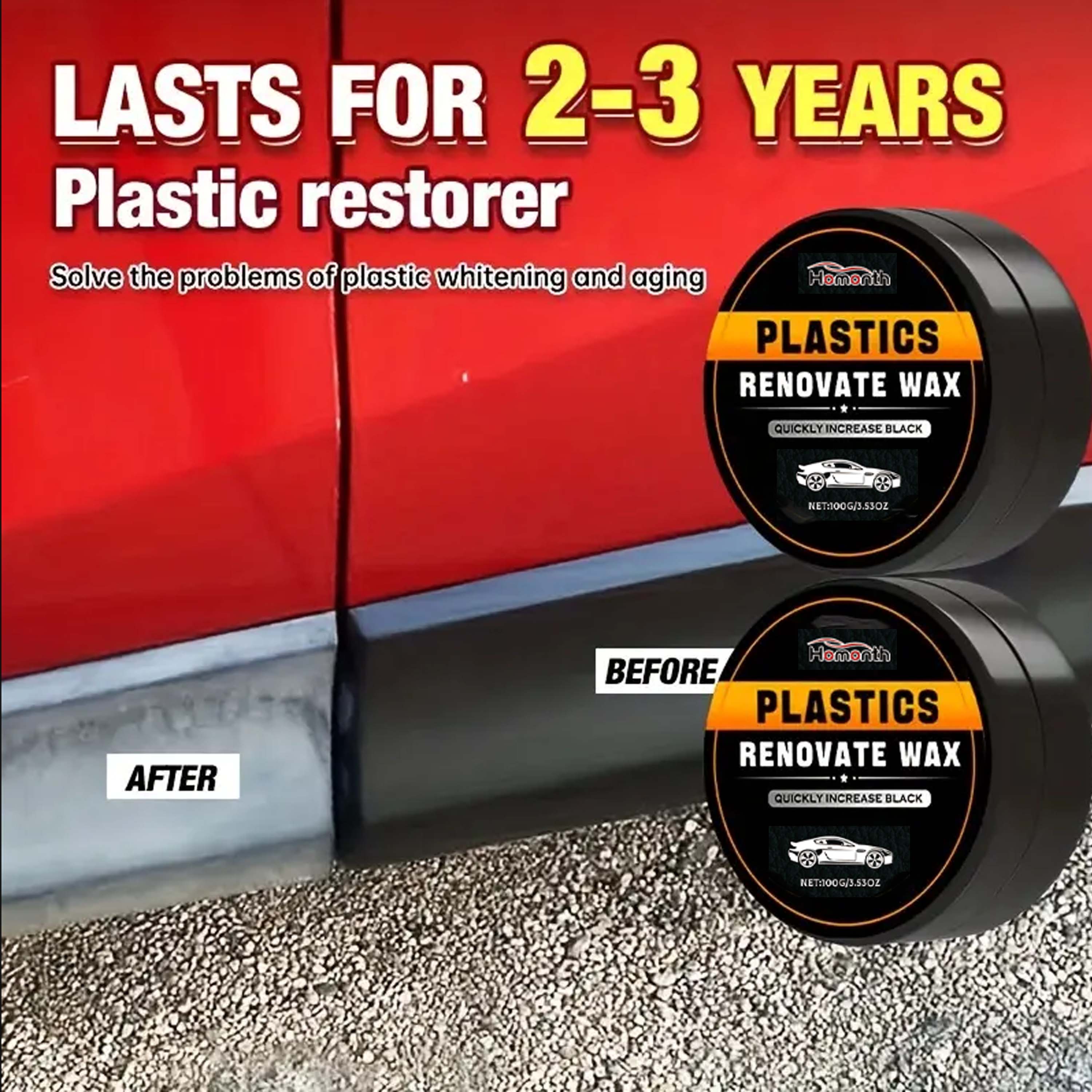 Automotive plastic parts renovator - tire light brightener - black interior light repair scratches crystal coating dashboard wax maintainer